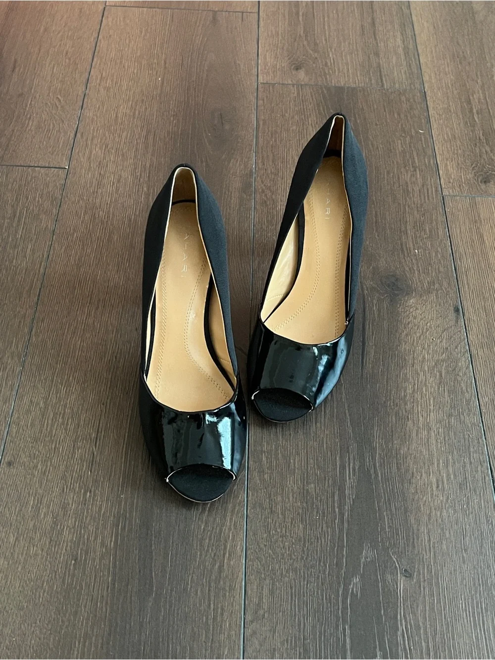 Tahari Black Patent Peep-Toe Heels